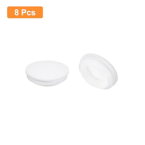 Image of uxcell 8 Pcs Silicone Plugs, Rubber Round Snap in Locking Hole Plugs for 25-27mm Hole, Hole Stoppers Waterproof Hole Plug for Metal Tube, Furniture End Caps Inserts, White