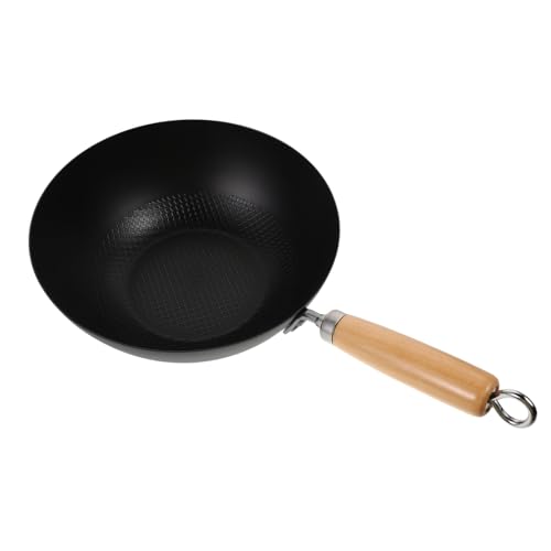 CIYODO Padella Wok Piccola in Ferro Battuto Per Cucina Wok Tradizionale Cinese Fondo Tondo Utensile Da Cucina Per Barbecue e Verdure