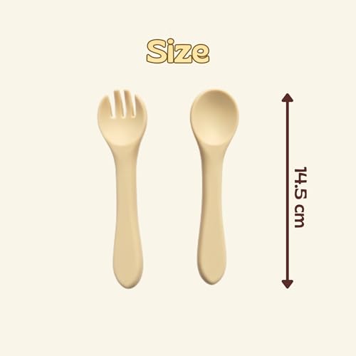 Image of Silicone Baby Meal Plate Set with Spoon & Fork | Crab Shaped | Banana Yellow | 5 Section Divided Plate for Toddlers | Food Grade Kids Feeding Set | Microwave Dishwasher Safe