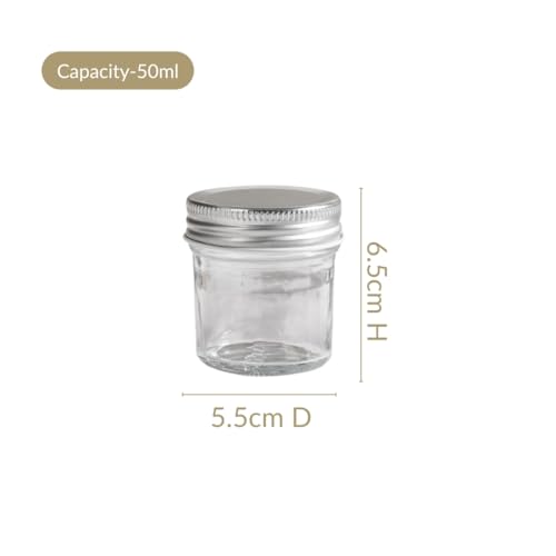 Image of Nestasia Set of 16 Mini Glass Jars with Airtight Silver Lids | Food-Grade Containers for Spices, Snacks, Dry Fruits, Candy & Kitchen Storage (50ml)