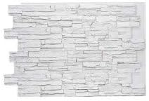 Faux Stone Wall Panel - Deep Stacked Stone Siding - Alpine Stone White Color 48" W X 36" H X 112"D