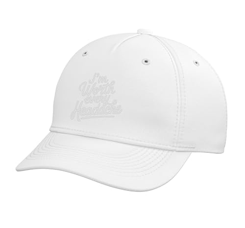 I'm Worth Every Headache Adjustable Printed Baseball Hat, White