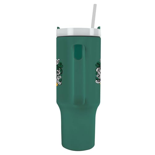Pyramid International Harry Potter Slytherin 40oz/1200ML Tumbler with Straw and Lid, Advanced Double-Wall Vacuum Insulation, Ensures Cold Drinks Stay Cold to 11 Hours, Hot for Up to 7 Hours, BPA-Free