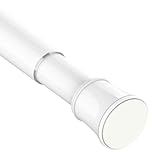 Telescopic Spring Tension Rod Extendable Curtain Rod No Drilling Extendable Window Tension Rod Adjustable Curtain Pole No Screws for Kitchen,Closet,Bathroom, 85-160 cm (33.5-63.0"), White