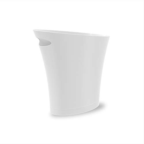 Umbra 1006232-661-A60 Skinny Sleek & Stylish Bathroom Trash, Small Garbage Can Wastebasket For Narrow Spaces At Home Or Office, 2 Gallon Capacity, White, 2-Pack #TOP6