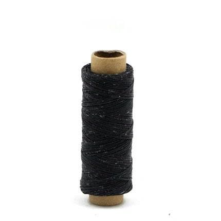 FCOVIRLEN Hilo de Coser，Hilo de poliéster Hilo de Coser, 1 Pieza, 50 m, 150 D, 0,8 mm, cordón de Cuero Encerado(23 Black)
