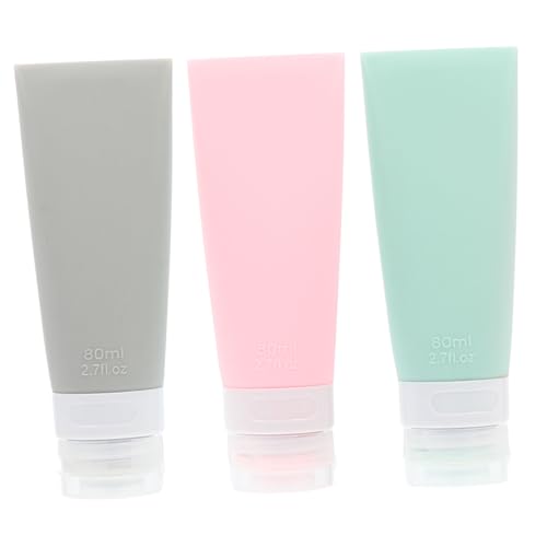 NULYLU 3pcs Portable Silicone Dispensing Bottle Travel Bottles for Toiletry Separate for Shampoo Shower Gel Cosmetics for Travel Containers