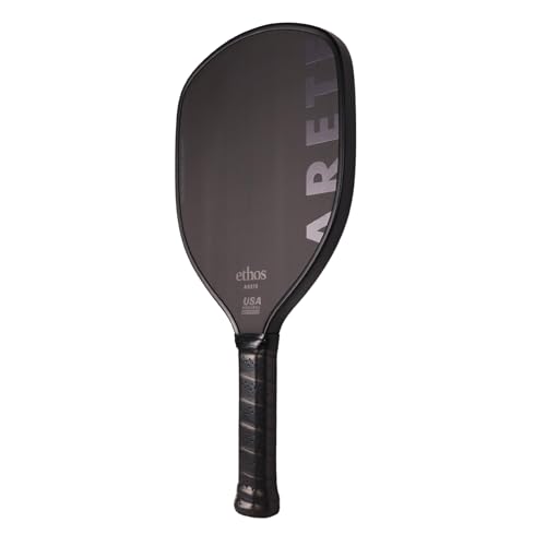 ETHOS PICKLEBALL Carbon Fiber Pickleball Paddle Arete - USA Pickleball Approved for Tournament Play - Carbon Fiber Pickle Ball Racket - Maximum Spin & Controllable Power (Black)