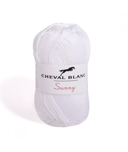 Laines Cheval Blanc - SUNNY fil à tricoter 100% coton 50g - Idéal pour le tricot été et tous vos loisirs créatifs