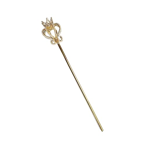 Bastón de cosplay de metal con perlas incrustadas accesorio de lujo para disfraces