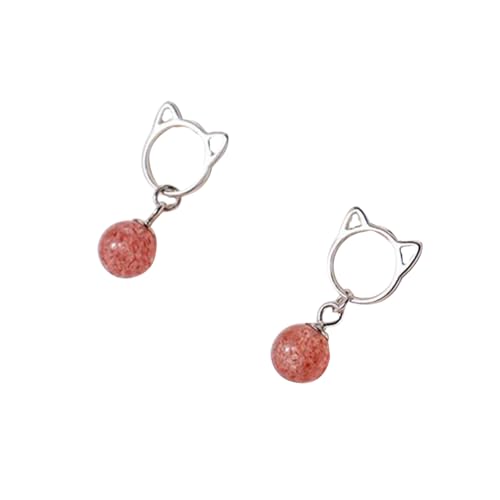 Clous d'oreilles chat rose en argent pour votre séance de yoga véritable au quotidien