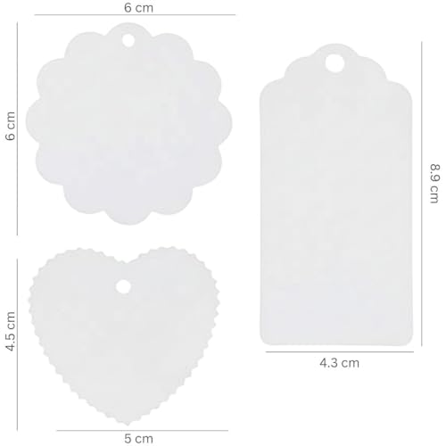 Image of CVANU Writable White Gifts Tag Multi-Purpose Blank Hanging Tags with Jute Strong Twine for Wedding| Parties| Craft Decoration (6x6cm) (300pcs)