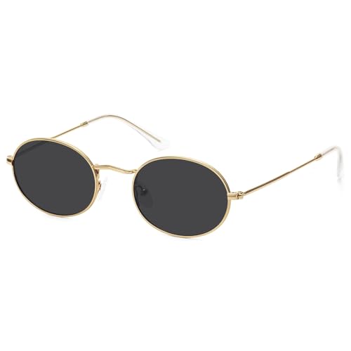 Small Retro Oval Sunglasses for Women Men Trendy Metal Sun Glasses Classic Shades FZN903