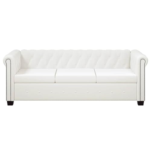 Sofá clásico Chesterfield de piel sintética con acabado capitoné de alta gama y remaches duraderos 5