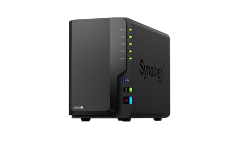 Synology DS225+ 2-Bay Diskstation NAS (Intel Celeron J4125 4-Core 2.0 GHz 2GB DDR4 RAM 2xRJ-45 1GbE LAN-Port)