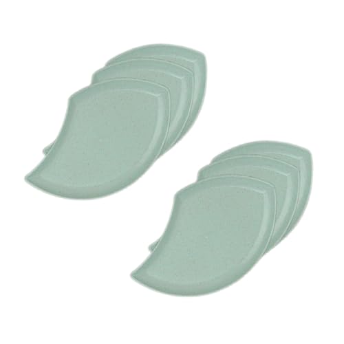 Image of YANCI Lightweight Wheat Straw Appetizer Plates, Reusable Unbeakeable Dinner Plates Set, 18 x 11 cm, Dishwasher & Microwave Safe (Green, Pack of 6)
