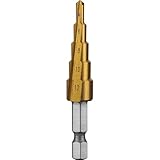 Högert Technik Stufenbohrer 4-12 mm, HSS Schälbohrer, Titanbeschichtet, HEX 1/4", Kegelbohrer für Metall, Holz & Kunststoff, konischer Bohrer