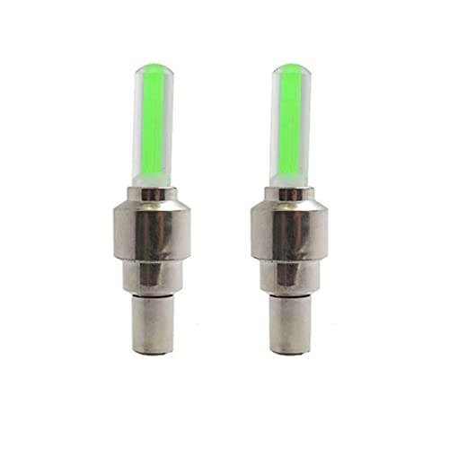 Motorcycle Non-Flashing Tire Valve Stem Led Covers 2-Piece Green #TOP2