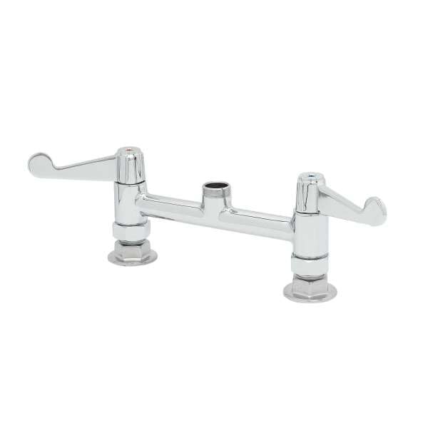 T&S Brass 5F-8DWX00 Equip 8" C/C Deck Mount Faucet, Swivel Outlet, Less Nozzle, 4" Wrist-Action Handles