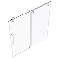 CHABATREE Shower Door 60" W x 76" H Frameless Sliding Shower Door,Frameless Shower Door with Sealing Strip and Waterproof Handle,5/16"(8mm) Clear Tempered Glass,Stainless Steel Hardware,Silvery