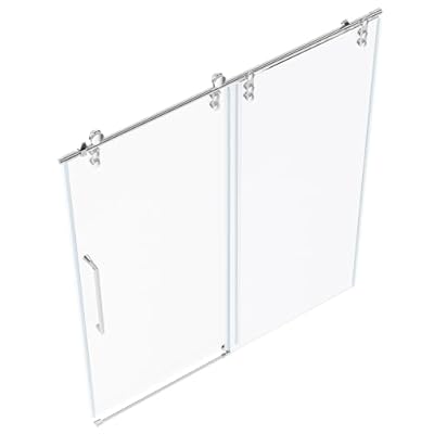 CHABATREE Shower Door 60" W x 76" H Frameless Sliding Shower Door,Frameless Shower Door with Sealing Strip and Waterproof Handle,5/16"(8mm) Clear Tempered Glass,Stainless Steel Hardware,Silvery
