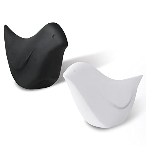 2 Stücke Vogel Skulptur Deko, QLFJ-FurDec Schwarz-Weiß-Harzvogelstatue-Handwerksdekoration, Premium-Tierverzierungen für Wohnzimmer, Schlafzimmer, Büro-Desktop, Schränke Cover