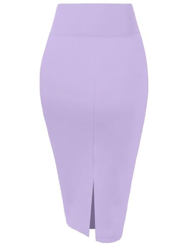 Image of Hybrid & Company Women's Premium Nylon Ponte Stretch High Waist Pencil Suit Skirt Below Knee