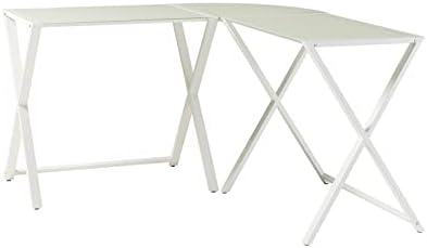 Walker Edison Wright Modern X Leg Glass Top Corner Computer Gaming L Shape Desk Home Office, 51 Inch, White