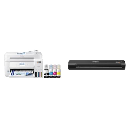 Epson EcoTank ET-4850 Wireless All-in-One Cartridge-Free Supertank Printer with Scanner, Copier & Workforce ES-50 Portable Sheet-Fed Document Scanner for PC and Mac