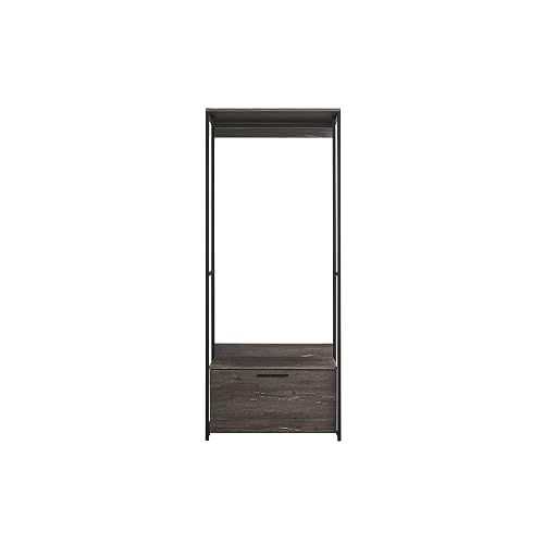 Klair Living Monica Wood and Metal Walk-in Closet with 1-Drawer in Rustic Gray