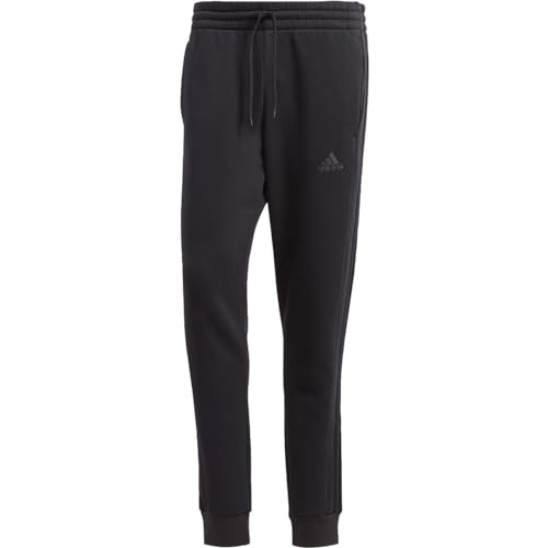 adidas Men's Essentials 3-Stripes Fleece Tapered Cuffed Pants, Black/Black, X-Small Short