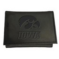 Evergreen Team Sports America NCAA University of Iowa Black Wallet | Tri-Fold | Officially Licensed Stamped Logo | Made of Leather | Money and Card Organizer | Gift Box Included