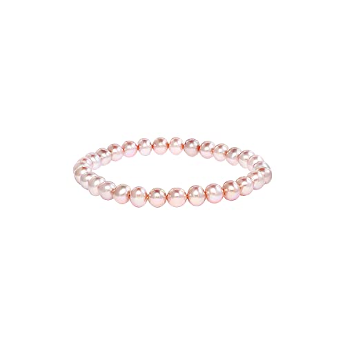 Freshwater Cultured Pearls 8Inch Classic Stretch Strand Pearls Bracelet Jewelry For Women And Girls (Choice Of Size And Colors) (Pink, 5.0-6.0Mm) #TOP4