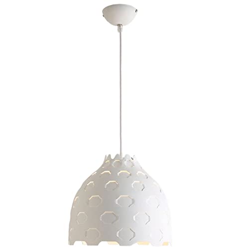 Chandelier suspension blanc E27 au design épuré en métal noble pour salle à manger