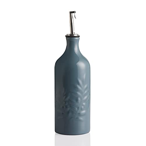 Sweejar Home Ceramic Olive Oil Dispenser Bottle, 570ml Relief Opaque Oil Cruet Protects Oil To Reduce Oxidation