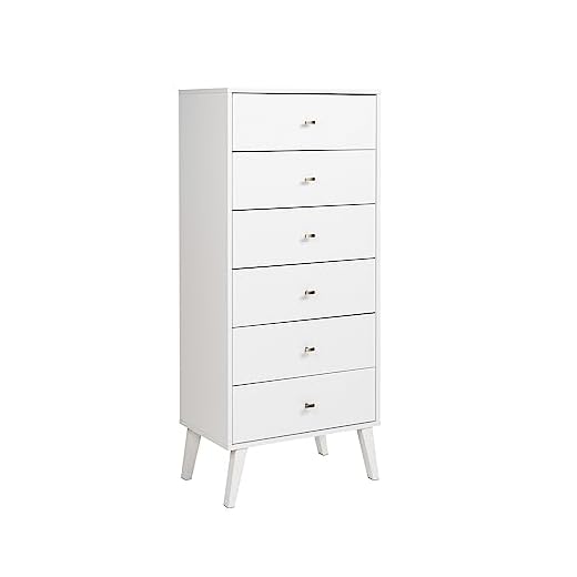 Prepac Milo Mid-Century Modern Tall 6-drawer Chest - White
