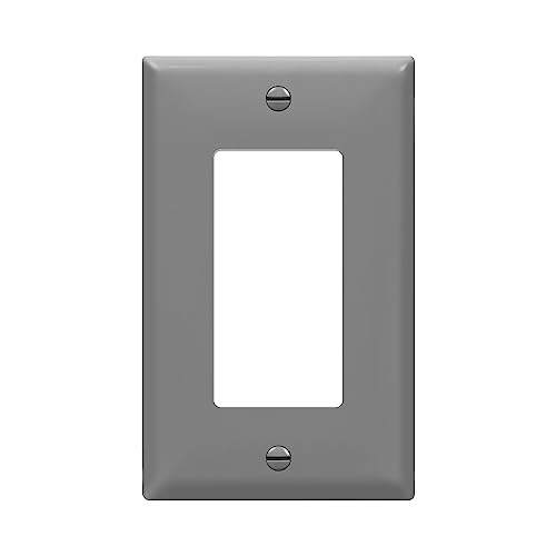 Image of ENERLITES Decorator Light Switch or Receptacle Outlet Wall Plate, Gloss Finish, Size 1-Gang 4.50 inch x 2.76 inch, Unbreakable Polycarbonate Thermoplastic, UL Listed, 8831-GY, Gray