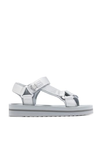 D.Franklin Sandalias Mujer Forest High Franjas Plata - Sandalias deportivas planas cómodas para verano - Talla (39)