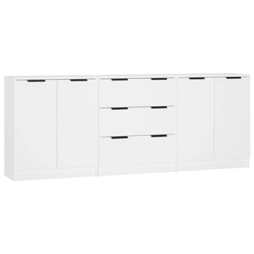 vidaXL Aparador de 3 Piezas Armario Auxiliar Alacena Mesa Consola Entrada Pasillo Vestíbulo Recibidor Mueble Madera Contrachapada Blanco