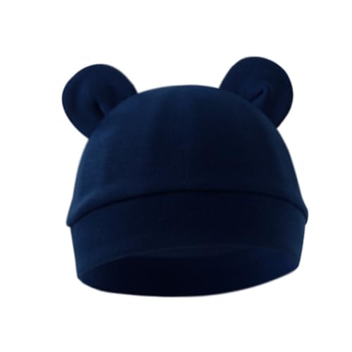 Soft & Breathable Newborns Baby Hat Cotton Fetal Caps for 0 to 3 Months Comfortable Infants Bonnet Fashionable Headwrap Navy Blue