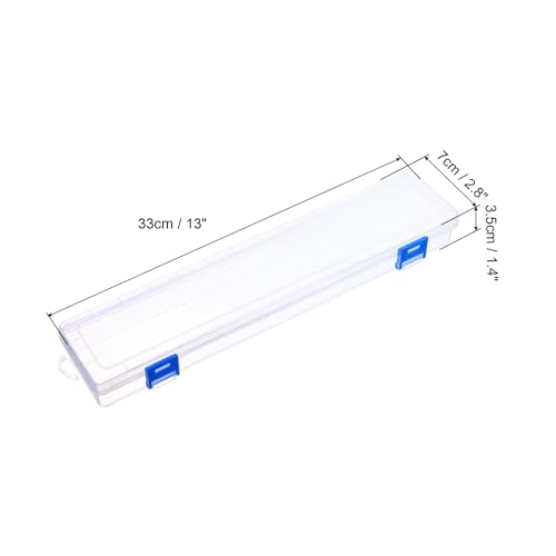 Image of PATIKIL 13x2.8x1.4 Paint Brushes Storage Box, Plastic Long Paintbrushes Case Holder Container with Buckle for Oil Watercolor Painting Pencil, Clear