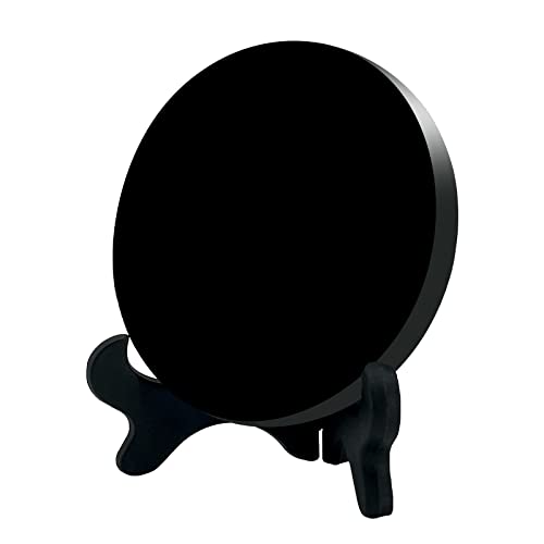 UGZDEA Espejo de obsidiana Negro, Espejo de adivinación de obsidiana Negro para decoración del hogar, Espejo energético con Soporte (6cm)