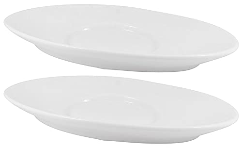 Juego de 2 bandejas de porcelana blanca ovaladas para servir alimentos y dulces, 21 cm