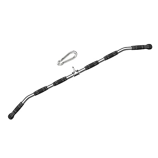 Time wave 47In LAT Pull Down Bar Attachment, Deluxe Revolving Bar with Full Rotation and Rubber Handle for Gym, Strength Workout Accessories, Body Training, Muscle Building and Weight Loss