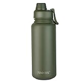 Toofeel Insulated Water Bottle 32 oz - Stainless Steel Vacuum Flask with Double Layer PP Chug Lid, Leak & Sweat Proof Cold Water Bottle, Wide Mouth Thermal Cups for Hot and Cold Drinks Army Green