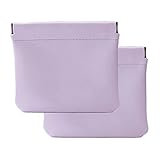 shengya Lambskin Pocket Cosmetic Bag, Jewelry Travel Bag, No Zipper Self-Closing, Portable Make Up Organizer Jewelry Pouch for Women Waterproof Mini Multifunctional Storage Bag (Light Purple 2pcs)
