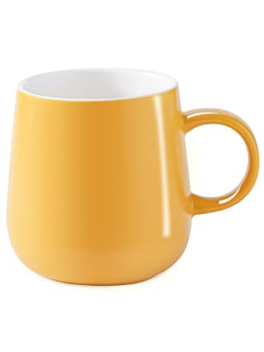 T-Ware Ceramic Coffee Cup, Microwave Safe Coffee Mug, 14 Ounces Coffee Cup Ceramic, Porcelain Espresso Mug For Office And Home, Single, Yellow #TOP7