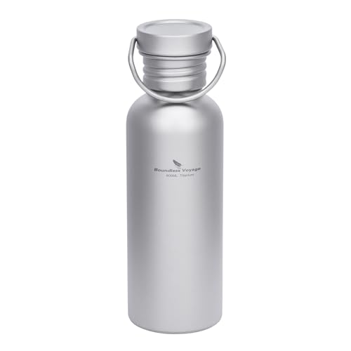 Boundless Voyage Titanium Water Bottle with Lid Wide Mouth Leak-Proof Reusable Sport Drinking Bottle for Camping Hiking Picnic Climbing Running Tea Coffee (600ml)