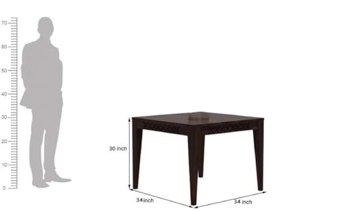 Image of RECTART Solid Wood Dining Table Set with Chairs for Living Room Home | Wooden Dining Room Sets Furniture for Hotels and Restaurants | (Walnut CNC, 4 Seater with Bench)