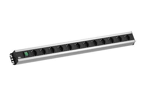Bachmann Steckdosenleiste HANDWERKERLEISTE 12-Fach mit Schalter 2m Kabel Mehrfachsteckdose f&uuml;r Handwerk Grau 300.005 (extra Robustes Design)